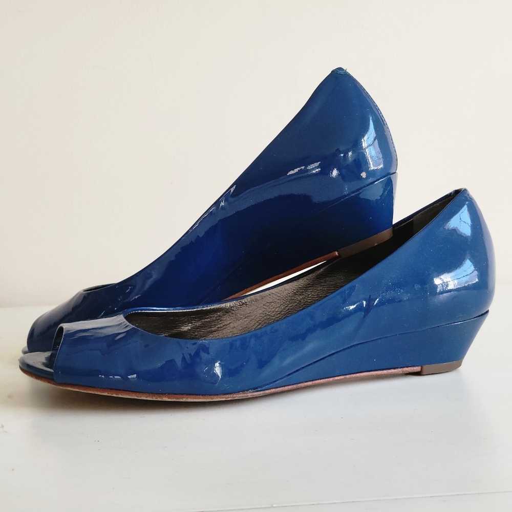 Cole Haan Nike Air Patent Peep Toe Wedges Shoes 6.5 Women's